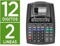 [XF37] CALCULADORA LIDERPAPEL IMPRESORA PANTALLA PAPEL 58 MM 12 DIGITOS IMPRESION BICOLOR NEGRA 225X158X56 MM