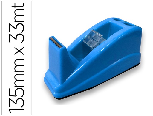 [KF11387] PORTARROLLO SOBREMESA Q-CONNECT PLASTICO PARA CINTA DE 33 MT COLOR AZUL 135X58X60 MM