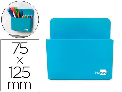 [CB01] CUBILETE PORTALAPICES LIDERPAPEL AZUL CLARO OPACO PLASTICO MAGNETICO 125X75X40 MM