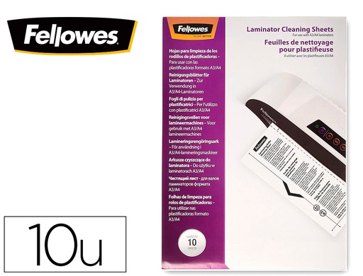 [5320604] HOJA DE LIMPIEZA FELLOWES PARA PLASTIFICADORAS PACK DE 10 UNIDADES