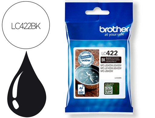 [LC422BK] INK-JET BROTHER LC-422BK NEGRO MFC-J5340DW / MFC-J5740DW / MFC-J6540DW / MFC-J6940DW 550 PAGINAS
