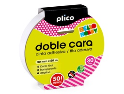 [13322] CINTA ADHESIVA PLICO DOBLE CARA TRANSPARENTE 50 MT X 30 MM