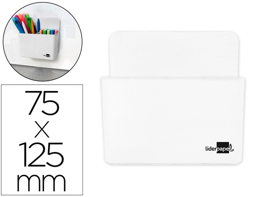 [CB02] CUBILETE PORTALAPICES LIDERPAPEL BLANCO OPACO PLASTICO MAGNETICO 125X75X40 MM