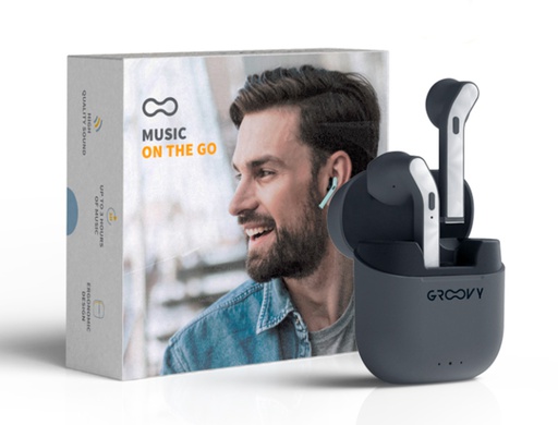 [GR-EPC-TWS-1701-C11] AURICULARES GROOVY TWS WIRELESS COLOR GRIS OSCURO