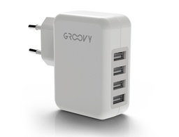 [GR-SCH-4X48A-C01] CARGADOR DE PARED GROOVY 4 USB COLOR BLANCO