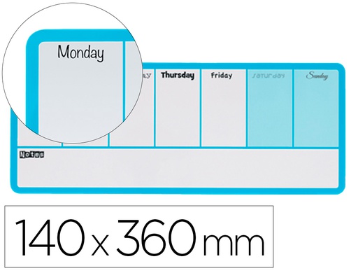 [1904047] PLANIFICADOR SEMANAL NOBO MAGNETICO COLOR AZUL 140X360 MM