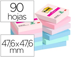 [7100258899] BLOC DE NOTAS ADHESIVAS QUITA Y PON POST-IT SUPER STICKY SOULFUL 47,6X47,6 MM 90 HOJAS 100% PEFC PACK DE 12 UNIDADES