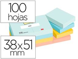 [7100259449] BLOC DE NOTAS ADHESIVAS QUITA Y PON BEACHSIDE 100% PEFC 38X51 MM 100 HOJAS PACK DE 12 UNIDADES