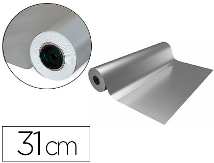 [91101104] PAPEL DE REGALO BASIKA METALIZADO PLATA BOBINA ANCHO 31 CM LONGITUD 80 M