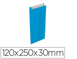 [02032003] SOBRE PAPEL BASIKA CELULOSA CELESTE CON FUELLE XS 120X250X30 MM PAQUETE DE 25 UNIDADES