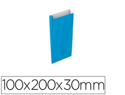 [02031003] SOBRE PAPEL BASIKA CELULOSA CELESTE CON FUELLE XXS 100X200X30 MM PAQUETE DE 25 UNIDADES