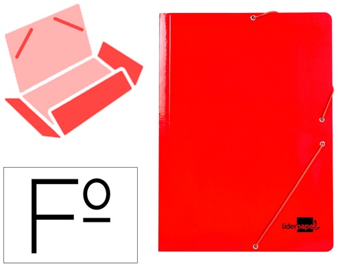 [CG99] CARPETA LIDERPAPEL GOMAS FOLIO 3 SOLAPAS CARTON PLASTIFICADO COLOR ROJO