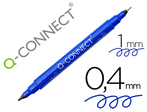 [KF11344] ROTULADOR Q-CONNECT MARCADOR PERMANENTE DOBLE PUNTA COLOR AZUL 0,4 MM Y 1 MM