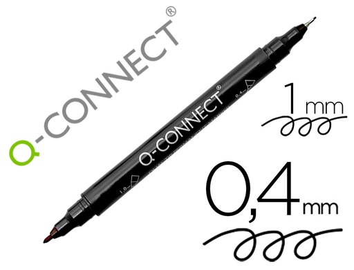 [KF11343] ROTULADOR Q-CONNECT MARCADOR PERMANENTE DOBLE PUNTA COLOR NEGRO 4 MM Y 1 MM