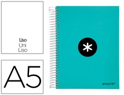 [KH17] CUADERNO ESPIRAL LIDERPAPEL A5 MICRO ANTARTIK TAPA FORRADA120H 100 GR LISO 5 BANDAS 6 TALADROS COLOR MENTA