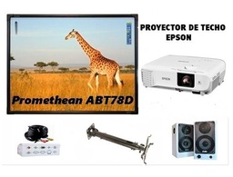 [PACK AB10T78D COMPLETO] PIZARRA INTERACTIVA PROMETHEAN AB10T78D TACTIL 78\&quot; CON PROYECTOR DISTANCIA LARGA + ALTAVOCES E