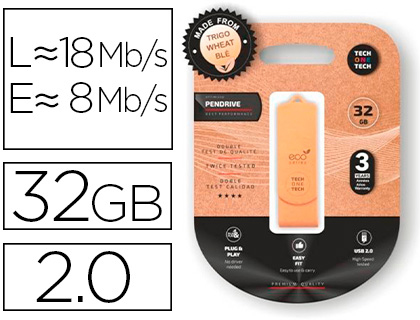 [TEC3100-32] MEMORIA USB TECH ONE TECH ECOTECH BIODEGRADABLE 32 GB USB 2.0