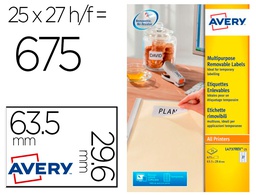 [L4737REV-25] ETIQUETA ADHESIVA AVERY BLANCA REMOVIBLE PARA IMPRESORA LASER INKJET Y FOTOCOPIADORA 63,5X29,6 MM