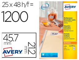 [L4736REV-25] ETIQUETA ADHESIVA AVERY BLANCA REMOVIBLE PARA IMPRESORA LASER INKJET Y FOTOCOPIADORA 45,7X21,2 MM