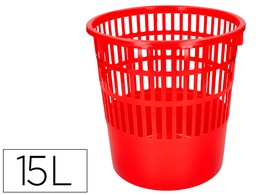 [KF03772] PAPELERA PLASTICO Q-CONNECT 15 LITROS REJILLA COLOR ROJO 285X290 MM