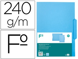 [SC46] SUBCARPETA CARTULINA LIDERPAPEL FOLIO PESTAÑA CENTRAL 240G/M2 AZUL