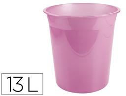 [PJ09] PAPELERA PLASTICO LIDERPAPEL ROSA TRANSLUCIDO 13 LITROS 275X285 MM MM