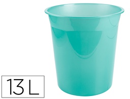 [PJ08] PAPELERA PLASTICO LIDERPAPEL MENTA TRANSLUCIDO 13 LITROS 275X285 MM MM