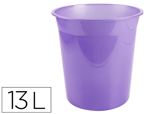 [PJ07] PAPELERA PLASTICO LIDERPAPEL LAVANDA TRANSLUCIDO 13 LITROS 275X285 MM MM
