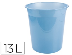 [PJ06] PAPELERA PLASTICO LIDERPAPEL CELESTE TRANSLUCIDO 13 LITROS 275X285 MM MM