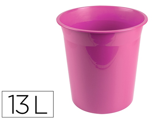 [PJ05] PAPELERA PLASTICO LIDERPAPEL ROSA OPACO 13 LITROS 275X285 MM