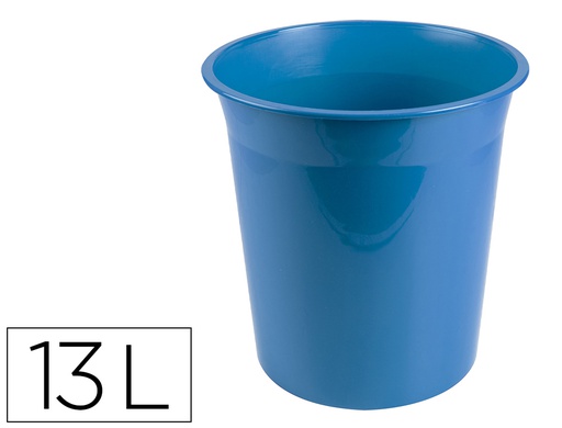 [PJ02] PAPELERA PLASTICO LIDERPAPEL CELESTE OPACO 13 LITROS 275X285 MM