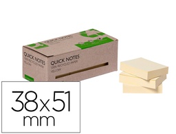 [KF17323] BLOC DE NOTAS ADHESIVAS QUITA Y PON Q-CONNECT 38X51 MM 100% PAPEL RECICLADO AMARILLO EN CAJA DE CARTON