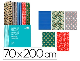 [PR06] PAPEL DE REGALO LIDERPAPEL NAVIDAD ROLLO DE 70 X 200 CM SURTIDO A