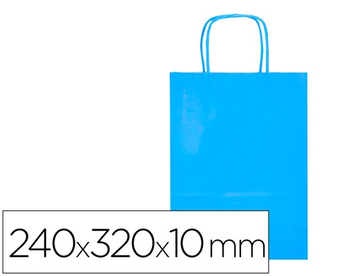 [KF03748] BOLSA PAPEL Q-CONNECT CELULOSA CELESTE S CON ASA RETORCIDA 240X320X10 MM