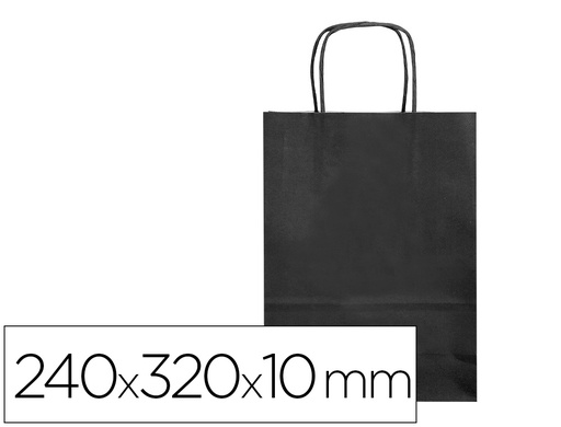 [KF03747] BOLSA PAPEL Q-CONNECT CELULOSA NEGRO S CON ASA RETORCIDA 240X320X10 MM