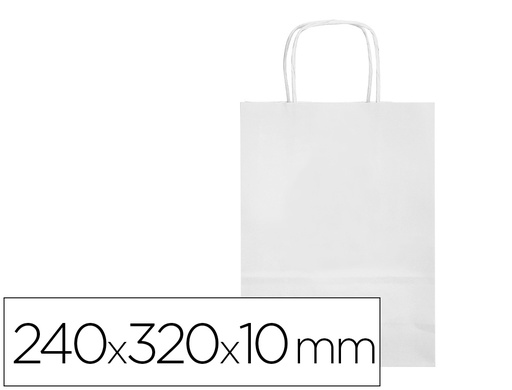 [KF03745] BOLSA PAPEL Q-CONNECT CELULOSA BLANCO S CON ASA RETORCIDA 240X320X10 MM