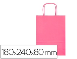 [KF03744] BOLSA PAPEL Q-CONNECT CELULOSA ROSA XS CON ASA RETORCIDA 180X240X80 MM