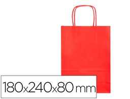 [KF03741] BOLSA PAPEL Q-CONNECT CELULOSA ROJO XS CON ASA RETORCIDA 180X240X80 MM