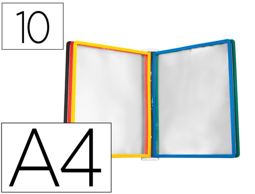 [PC01] PORTACATALOGO DE PARED PLASTICO LIDERPAPEL CON 10 FUNDAS DIN A4 COLORES SURTIDOS