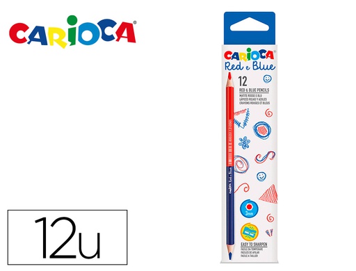 [40143] LAPICES BICOLOR CARIOCA ROJO/AZUL CAJA DE 12 UNIDADES