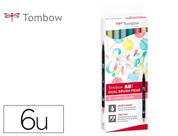 [ABT-6C-4] ROTULADOR TOMBOW ACUARELABLE DOBLE PUNTA FINA/PINCEL COLORES CANDY CAJA DE 6 UNIDADES COLORES SURTIDOS