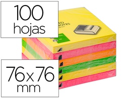 [KF11402] BLOC DE NOTAS ADHESIVAS QUITA Y PON Q-CONNECT 76X76 MM COLORES NEON SURTIDOS ZIG-ZAG
