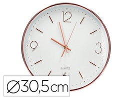 [KF16950] RELOJ Q-CONNECT DE PARED METALICO REDONDO 30,5 CM MOVIMIENTO SILENCIOSO COLOR ROSA DORADO