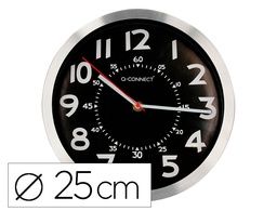 [KF16948] RELOJ Q-CONNECT DE PARED METALICO REDONDO 25 CM MOVIMIENTO SILENCIOSO COLOR NEGRO CON ESFERA CROMADO