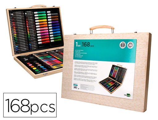 [SX04] ESTUCHE DE PINTURA LIDERPAPEL MADERA 168 PIEZAS MALETIN 39,3X30X4,8 CM