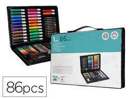 [SX01] ESTUCHE DE PINTURA LIDERPAPEL PLASTICO 86 PIEZAS 34X23X3,2 CM