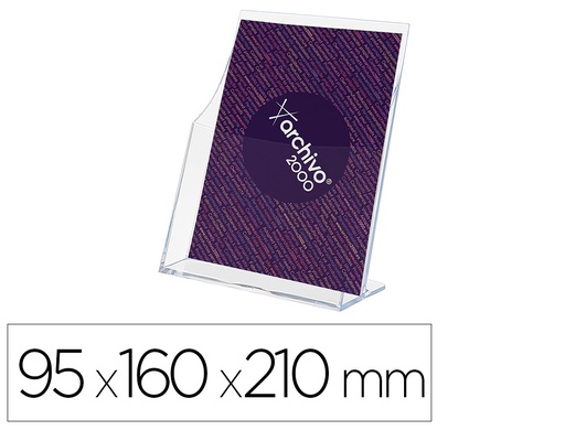 [6142 CS TP] EXPOSITOR ARCHIVO 2000 PREMIUM PORTAFOLLETOS DIN A5 VERTICAL CRISTAL TRANSPARENTE 95X160X210MM