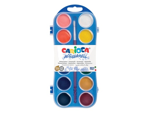 [42404] ACUARELA CARIOCA 12 COLORES CON PINCEL ESTUCHE DE PLASTICO