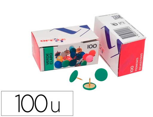 [7PIOLMA.10] CHINCHETA LISMANIA OFFICE COLOR VERDE CAJA DE 100 UNIDADES