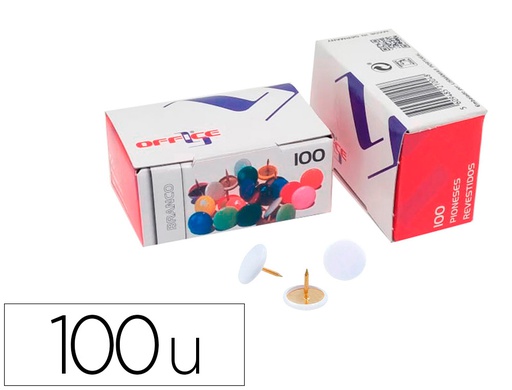 [7PIOLMA] CHINCHETA LISMANIA OFFICE COLOR BLANCO CAJA DE 100 UNIDADES